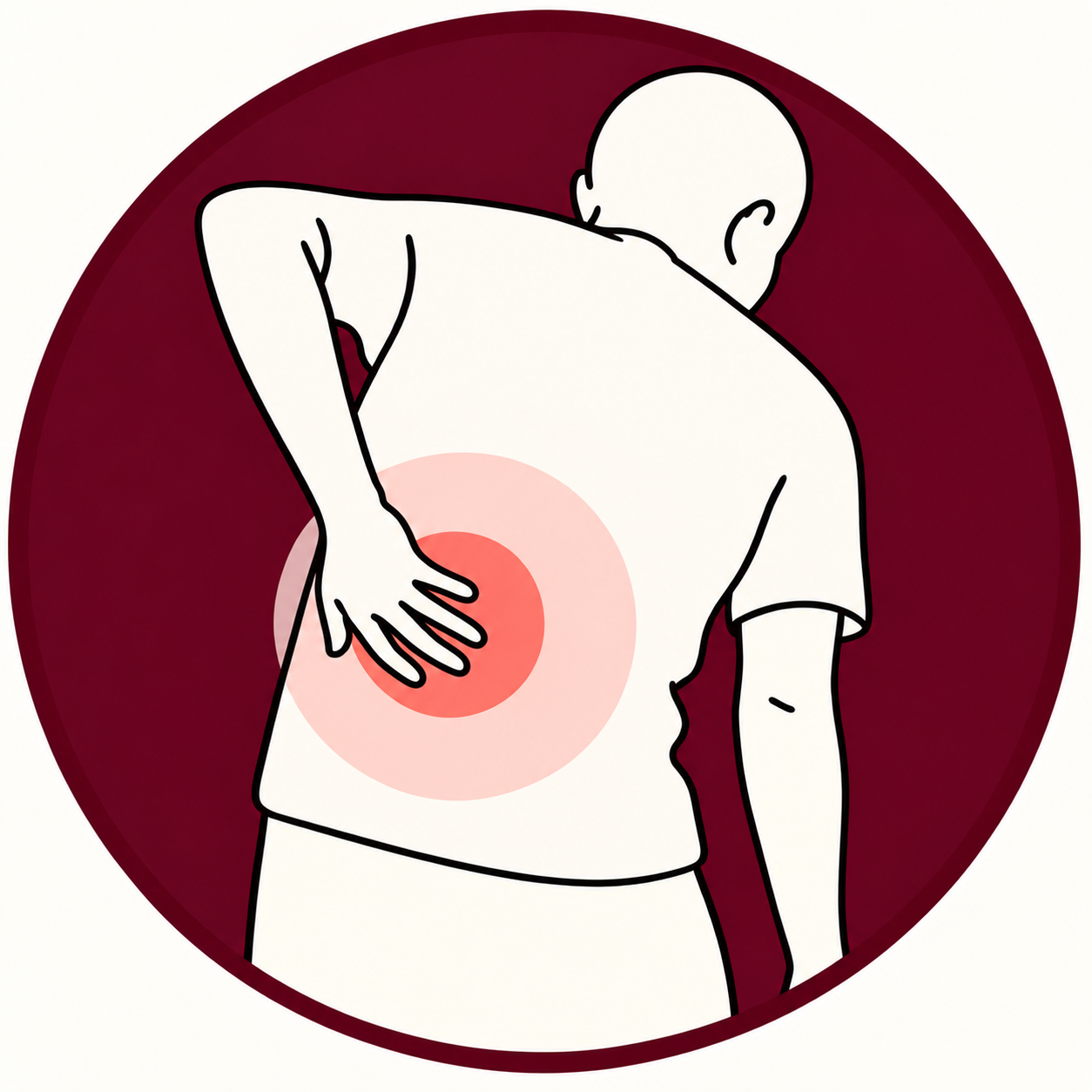 Douleur de dos, main sur les reins