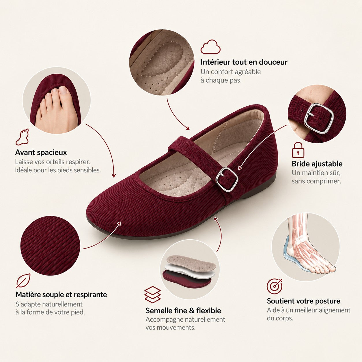 Les details de la ballerine Orthelie
