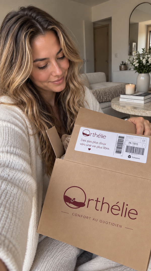 Cliente ouvrant son colis Orthélie